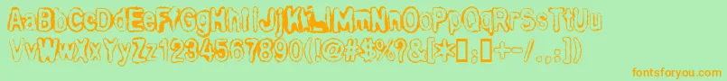 BullOutline-Schriftart – Orangefarbene Schriften auf grünem Hintergrund