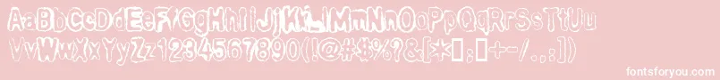 BullOutline-Schriftart – Weiße Schriften auf rosa Hintergrund