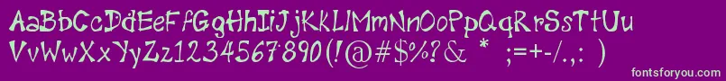 DiamondScript-fontti – vihreät fontit violetilla taustalla