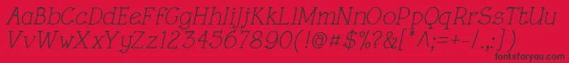フォントRoughLtItalic – 赤い背景に黒い文字