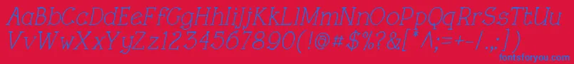 フォントRoughLtItalic – 赤い背景に青い文字
