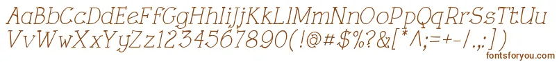 RoughLtItalic-fontti – ruskeat fontit valkoisella taustalla