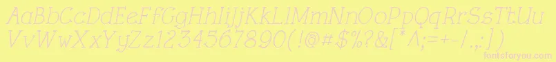 フォントRoughLtItalic – ピンクのフォント、黄色の背景