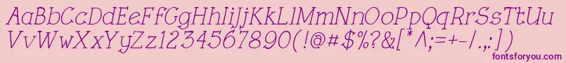 RoughLtItalic Font – Purple Fonts on Pink Background