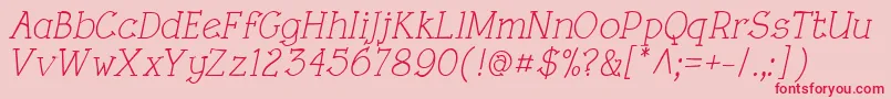 RoughLtItalic Font – Red Fonts on Pink Background