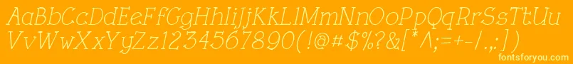RoughLtItalic Font – Yellow Fonts on Orange Background