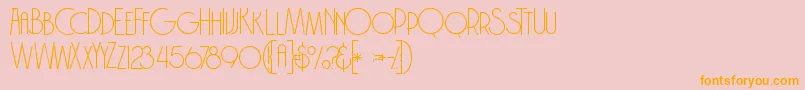 フォントBrodothingrunge – オレンジの文字がピンクの背景にあります。
