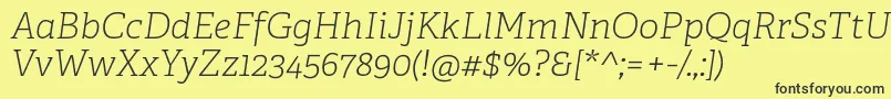 フォントAdelleCyrillicThinItalic – 黒い文字の黄色い背景