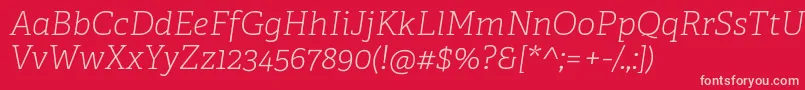 フォントAdelleCyrillicThinItalic – 赤い背景にピンクのフォント