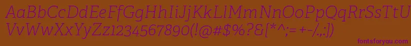 AdelleCyrillicThinItalic Font – Purple Fonts on Brown Background