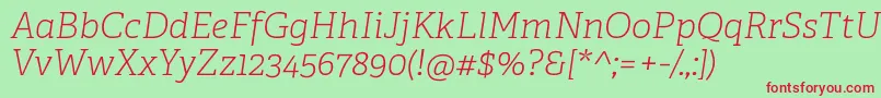 AdelleCyrillicThinItalic Font – Red Fonts on Green Background