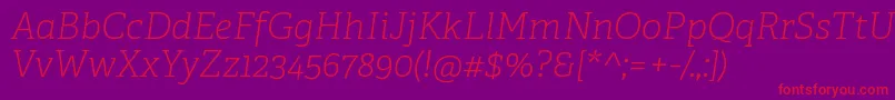 AdelleCyrillicThinItalic Font – Red Fonts on Purple Background