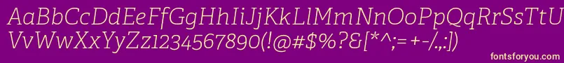 AdelleCyrillicThinItalic Font – Yellow Fonts on Purple Background