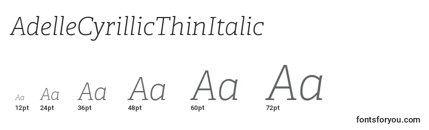Размеры шрифта AdelleCyrillicThinItalic