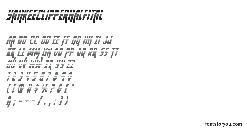 A fonte Yankeeclipperhalfital – alfabeto, números, caracteres especiais