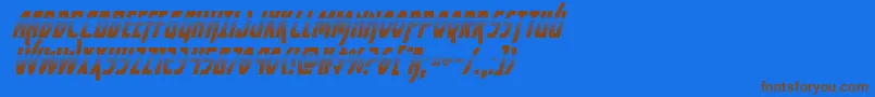 フォントYankeeclipperhalfital – 茶色の文字が青い背景にあります。