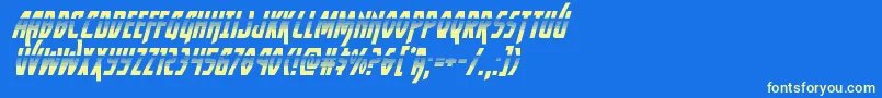 Yankeeclipperhalfital-Schriftart – Gelbe Schriften auf blauem Hintergrund