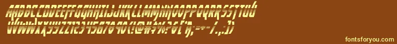 Yankeeclipperhalfital-fontti – keltaiset fontit ruskealla taustalla