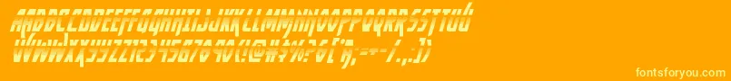 Yankeeclipperhalfital-Schriftart – Gelbe Schriften auf orangefarbenem Hintergrund