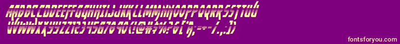 Yankeeclipperhalfital-Schriftart – Gelbe Schriften auf violettem Hintergrund