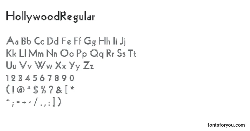Шрифт HollywoodRegular – алфавит, цифры, специальные символы
