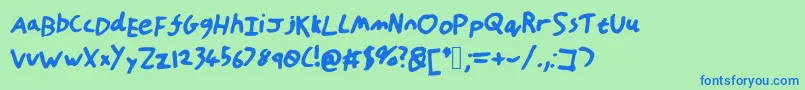 HandOfTt Font – Blue Fonts on Green Background