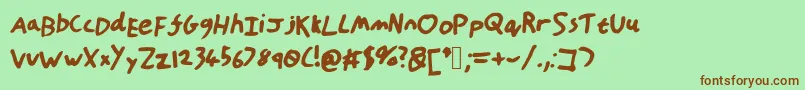 HandOfTt Font – Brown Fonts on Green Background