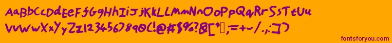 HandOfTt Font – Purple Fonts on Orange Background