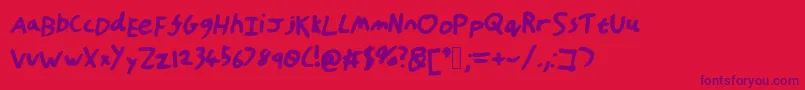 HandOfTt-Schriftart – Violette Schriften auf rotem Hintergrund