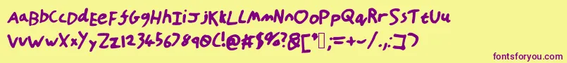 HandOfTt Font – Purple Fonts on Yellow Background
