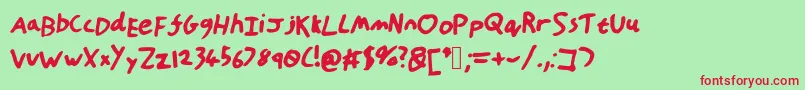 HandOfTt Font – Red Fonts on Green Background