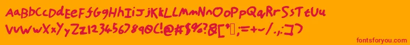 HandOfTt Font – Red Fonts on Orange Background