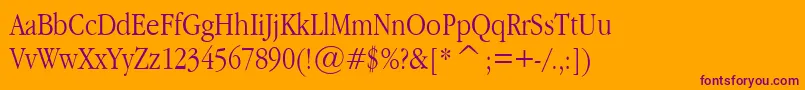 GaramondNarrow Font – Purple Fonts on Orange Background