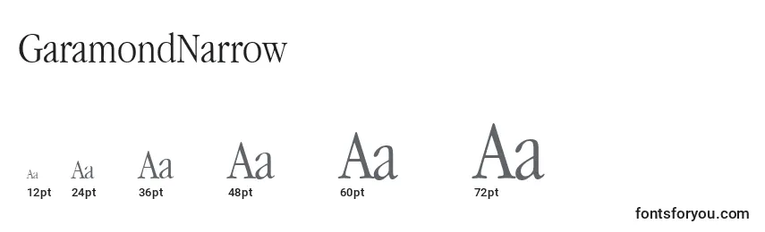 GaramondNarrow Font Sizes
