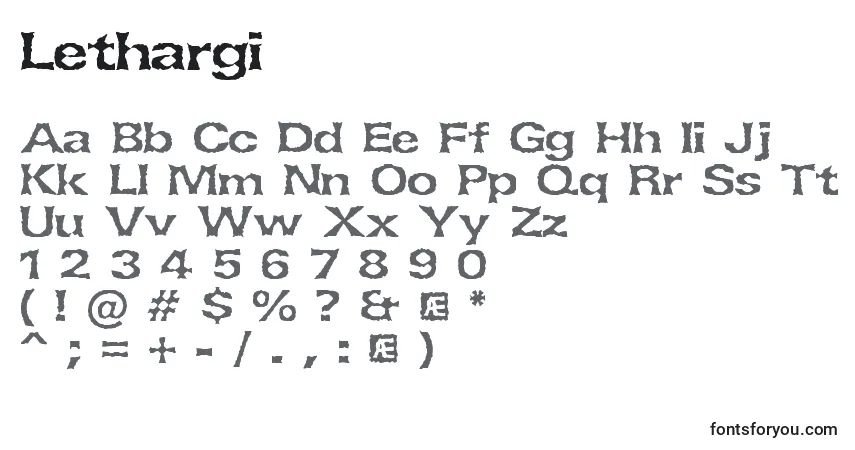 Шрифт Lethargi – алфавит, цифры, специальные символы