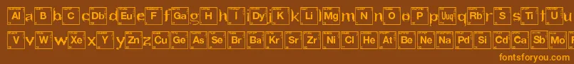 フォントHeartBreakingBad – オレンジ色の文字が茶色の背景にあります。