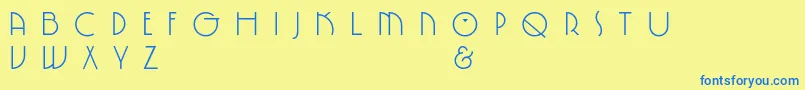 Saiba mais sobre a fonte SpringgardenPl Fonte SpringgardenPl – fontes azuis em um fundo amarelo