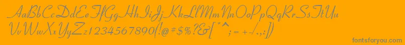 Coronet-Schriftart – Graue Schriften auf orangefarbenem Hintergrund