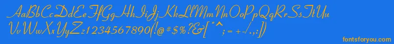 Coronet Font – Orange Fonts on Blue Background