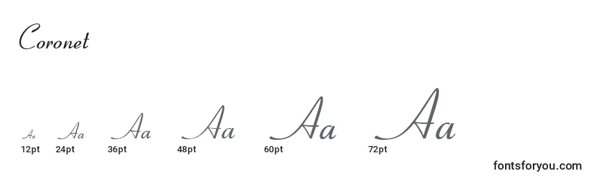 Coronet Font Sizes
