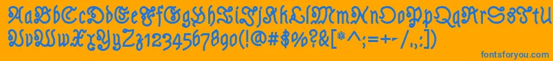 フォントAstlochBold – オレンジの背景に青い文字