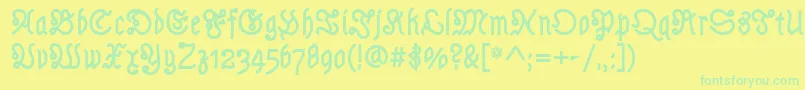 フォントAstlochBold – 黄色い背景に緑の文字