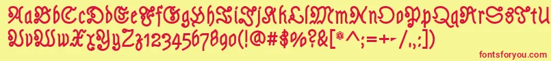 フォントAstlochBold – 赤い文字の黄色い背景