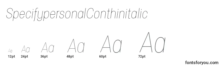 Размеры шрифта SpecifypersonalConthinitalic