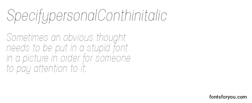 SpecifypersonalConthinitalic Font