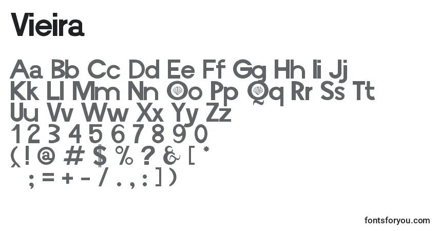 A fonte Vieira – alfabeto, números, caracteres especiais