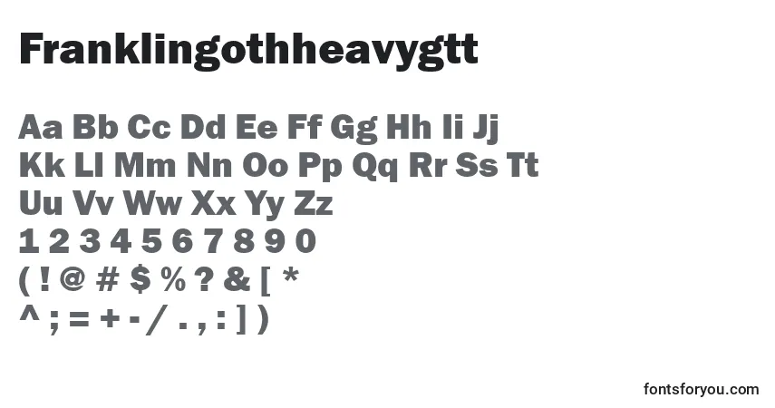 Schriftart Franklingothheavygtt – Alphabet, Zahlen, spezielle Symbole