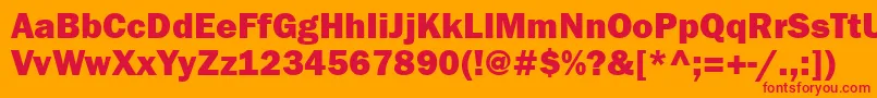 Fonte Franklingothheavygtt – fontes vermelhas em um fundo laranja