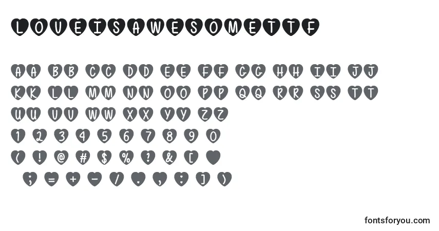 Schriftart LoveIsAwesomeTtf – Alphabet, Zahlen, spezielle Symbole