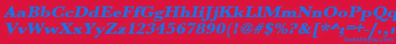 UrwbaskertultbolextwidOblique Font – Blue Fonts on Red Background